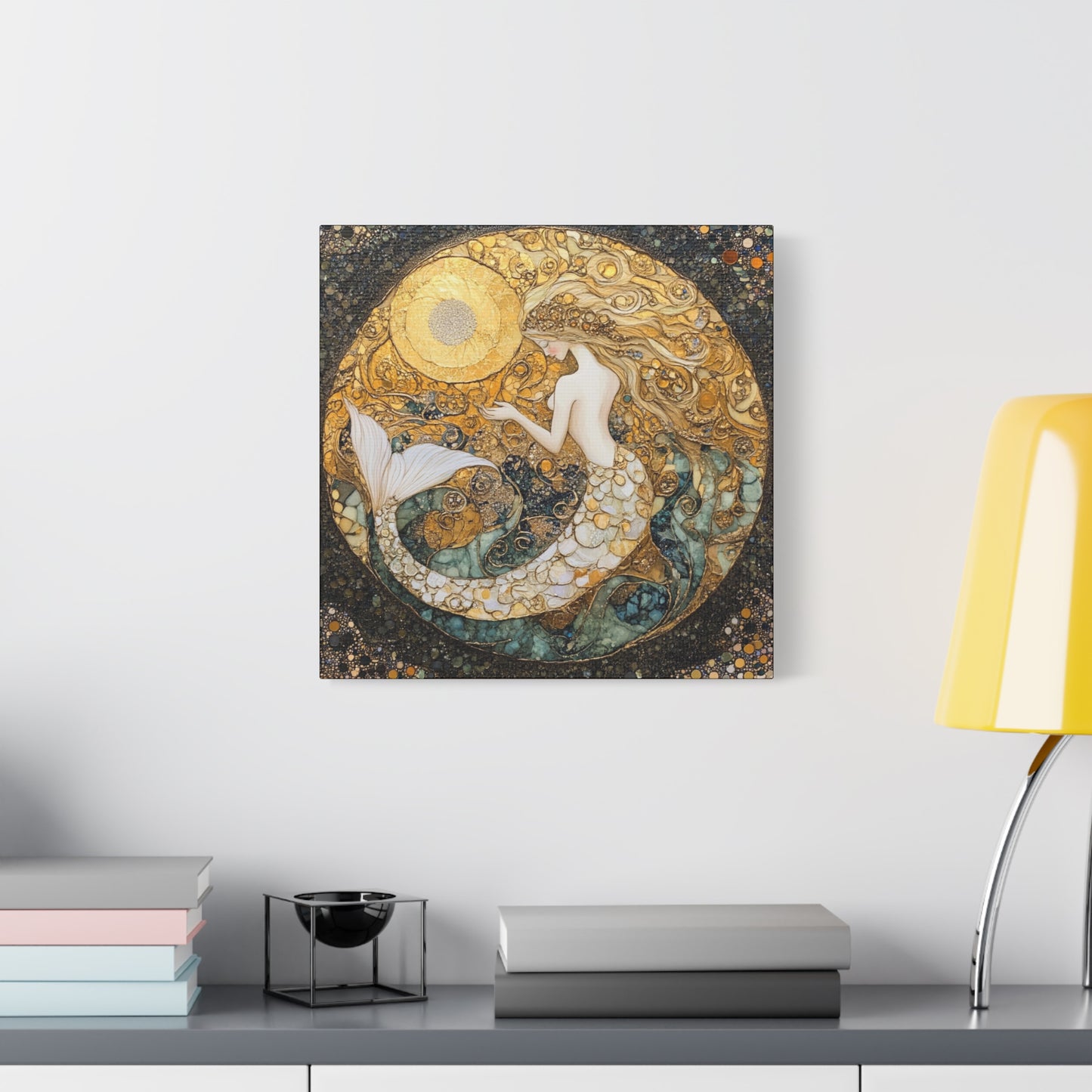 Elegant Mermaid Wall Art - Stretched Matte Canvas, Nautical Decor, Ocean Lover Gift, Home Decoration, Unique Mermaid Artwork