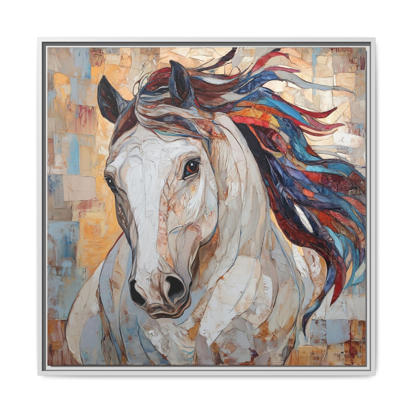 Colorful Mane Horse Matte Canvas Framed | Equine Wall Art