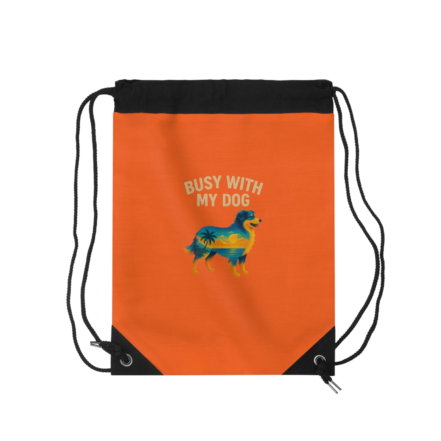 Busy With My Dog Drawstring Bag | Colorful Australian Shepherd Design
