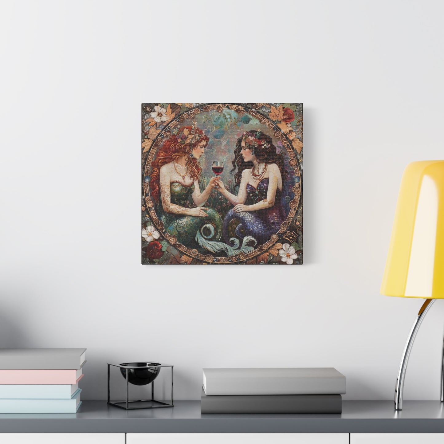 Mermaid in Paris Canvas Print, Mermaid Lovers, Mermaid Gift, Girlfriend Gift, Mermaid Canvas, Choose Your Size Canvas Options