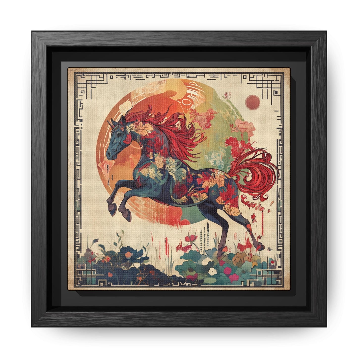Fire Horse Year Matte Canvas Framed Print
