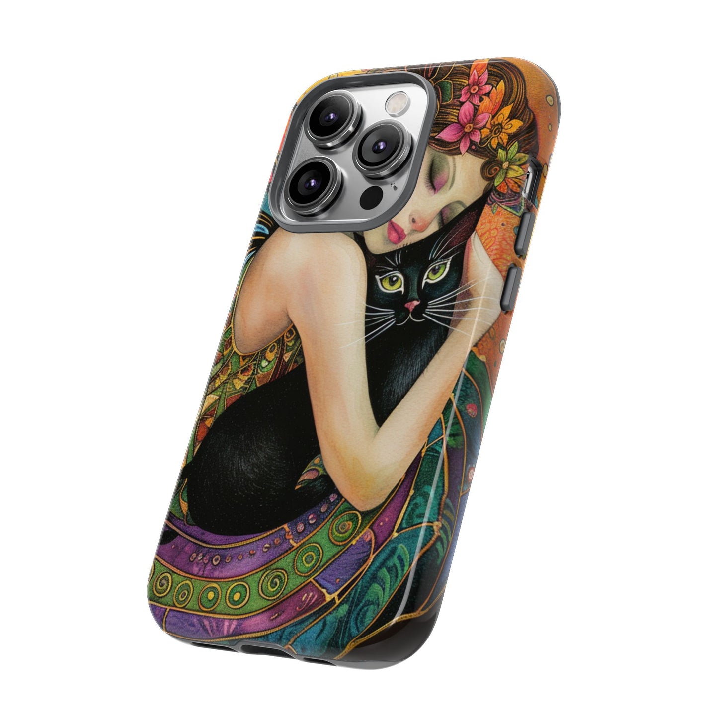 Colorful Art Phone Case with Cat and Fairy Design, Phone Cover Gift for Cat Lovers, Unique Floral Case, Magical Design, Vibrant Phone [...]