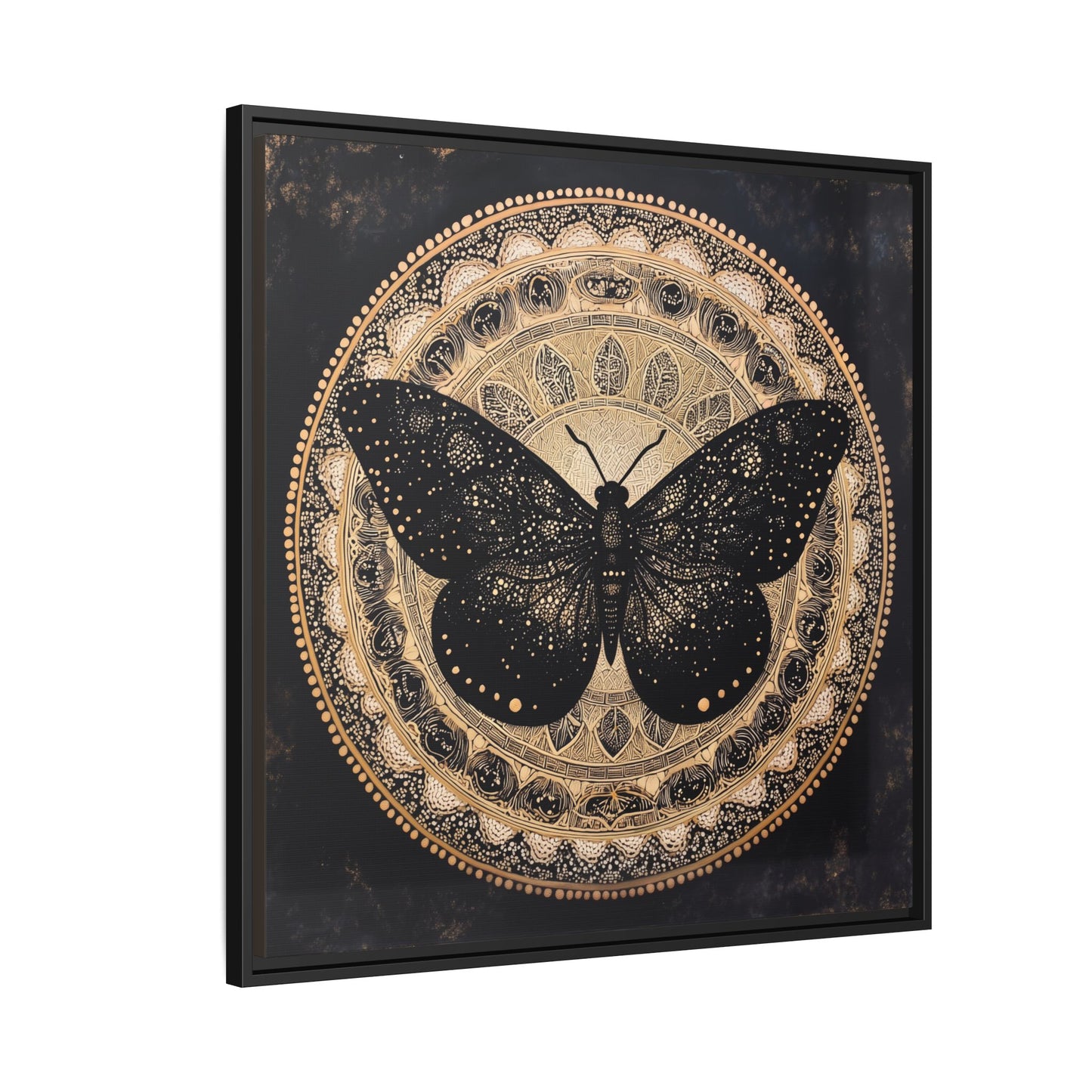 Black Moth Mandala Matte Canvas Framed | Wall Art