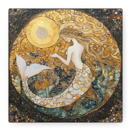 Elegant Mermaid Wall Art - Stretched Matte Canvas, Nautical Decor, Ocean Lover Gift, Home Decoration, Unique Mermaid Artwork