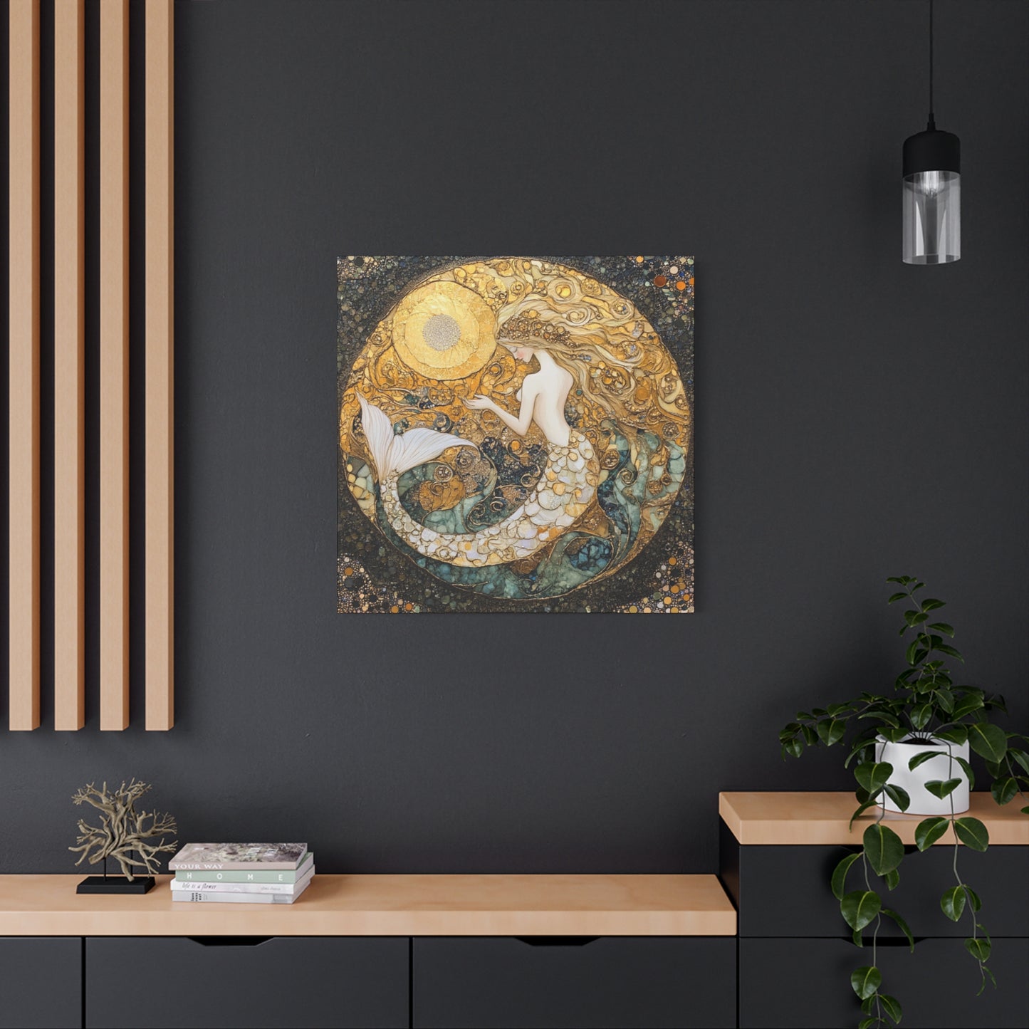 Elegant Mermaid Wall Art - Stretched Matte Canvas, Nautical Decor, Ocean Lover Gift, Home Decoration, Unique Mermaid Artwork