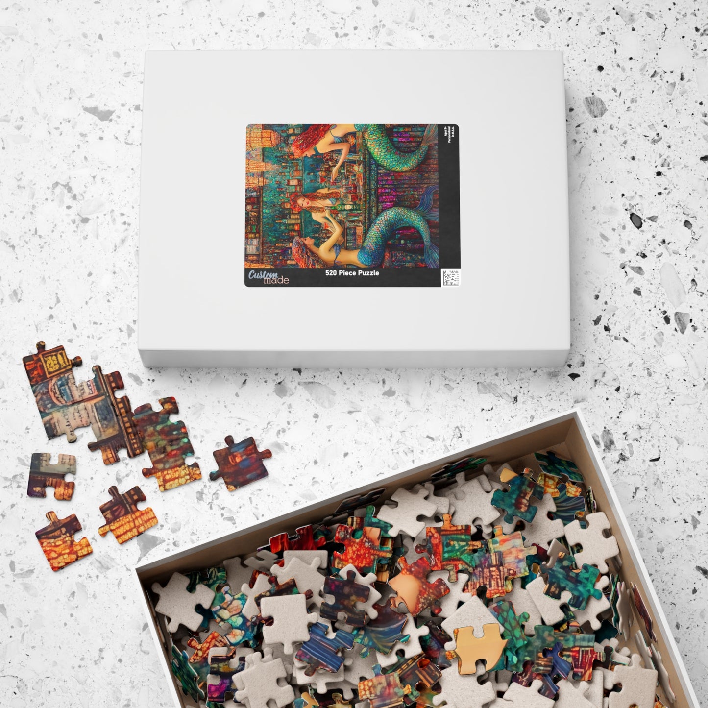 Mermaid Bar Scene Puzzle | 520 or 1014 Piece Jigsaw, Colorful Mermaid Artwork