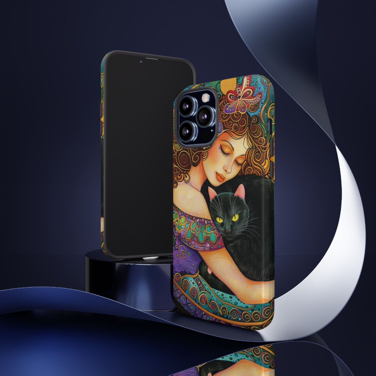 Colorful Cat Art Phone Case, Tough Phone Cover for Cat Lovers, Gift for Pet Owners, Artistic Mobile Case, Cute Cat Design