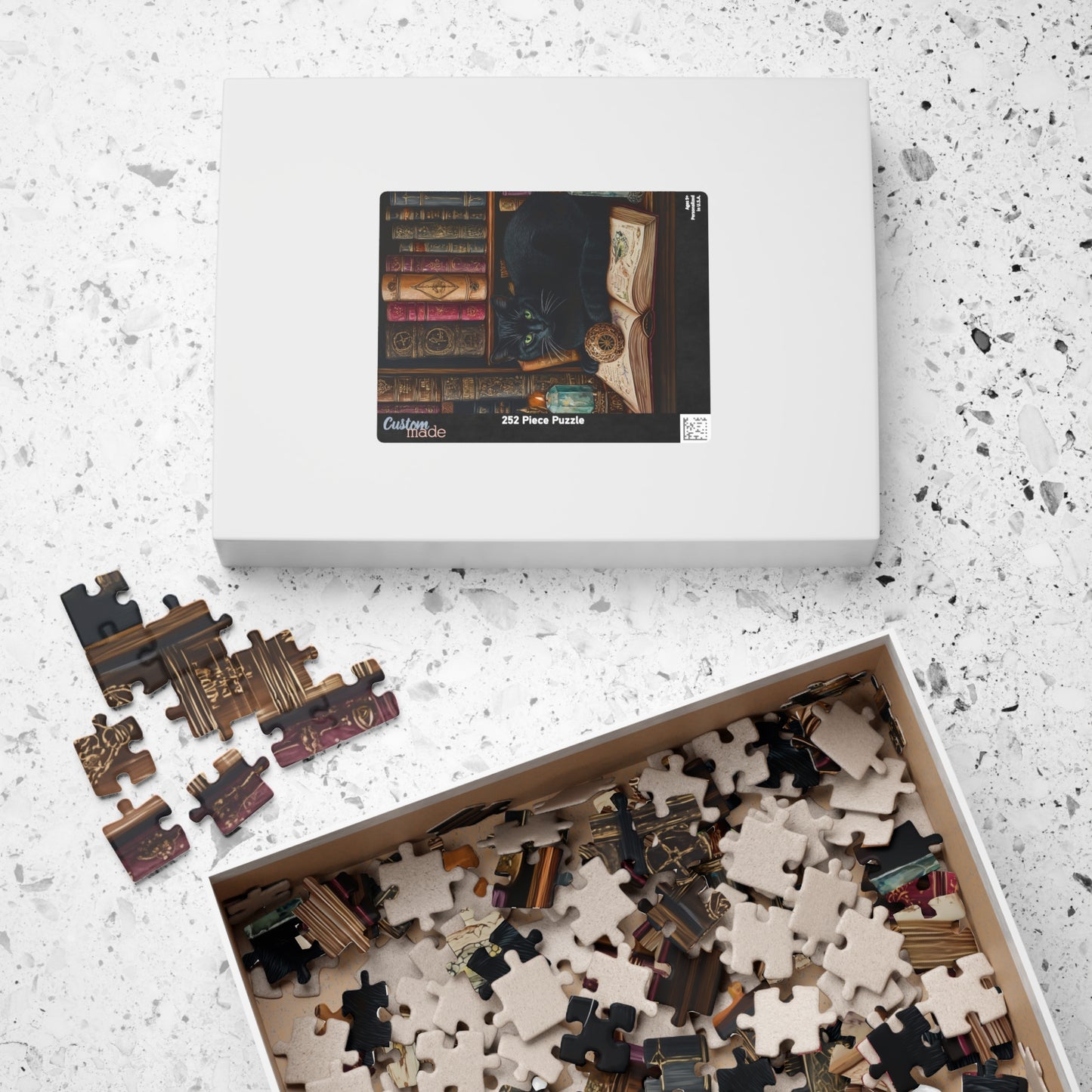 Black Cat on Books Puzzle | Library Cat Jigsaw Puzzle