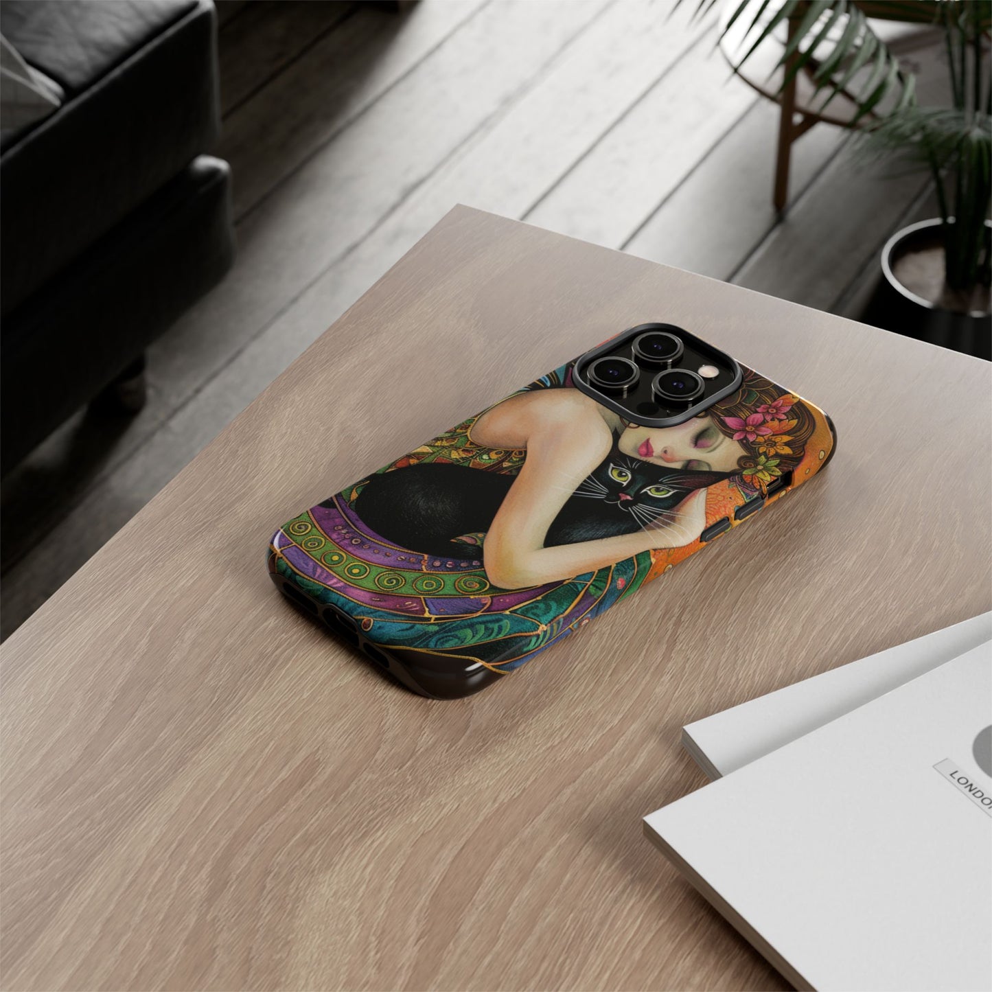 Colorful Art Phone Case with Cat and Fairy Design, Phone Cover Gift for Cat Lovers, Unique Floral Case, Magical Design, Vibrant Phone [...]