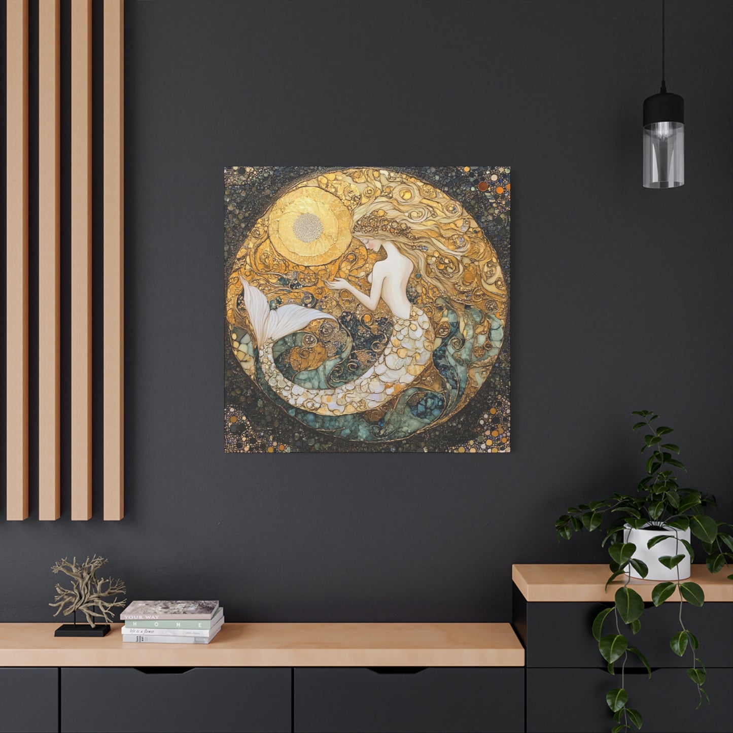 Elegant Mermaid Wall Art - Stretched Matte Canvas, Nautical Decor, Ocean Lover Gift, Home Decoration, Unique Mermaid Artwork