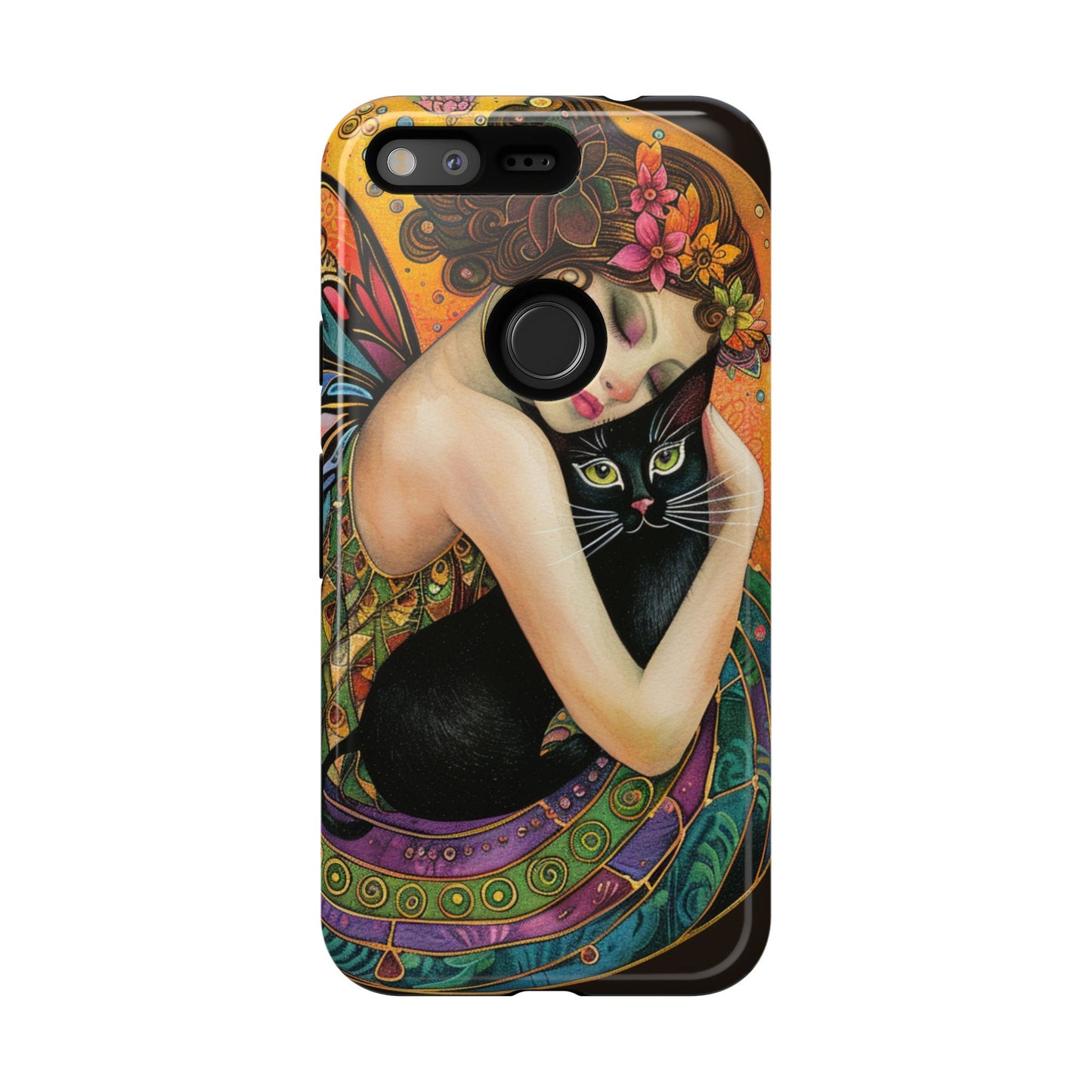 Colorful Art Phone Case with Cat and Fairy Design, Phone Cover Gift for Cat Lovers, Unique Floral Case, Magical Design, Vibrant Phone [...]