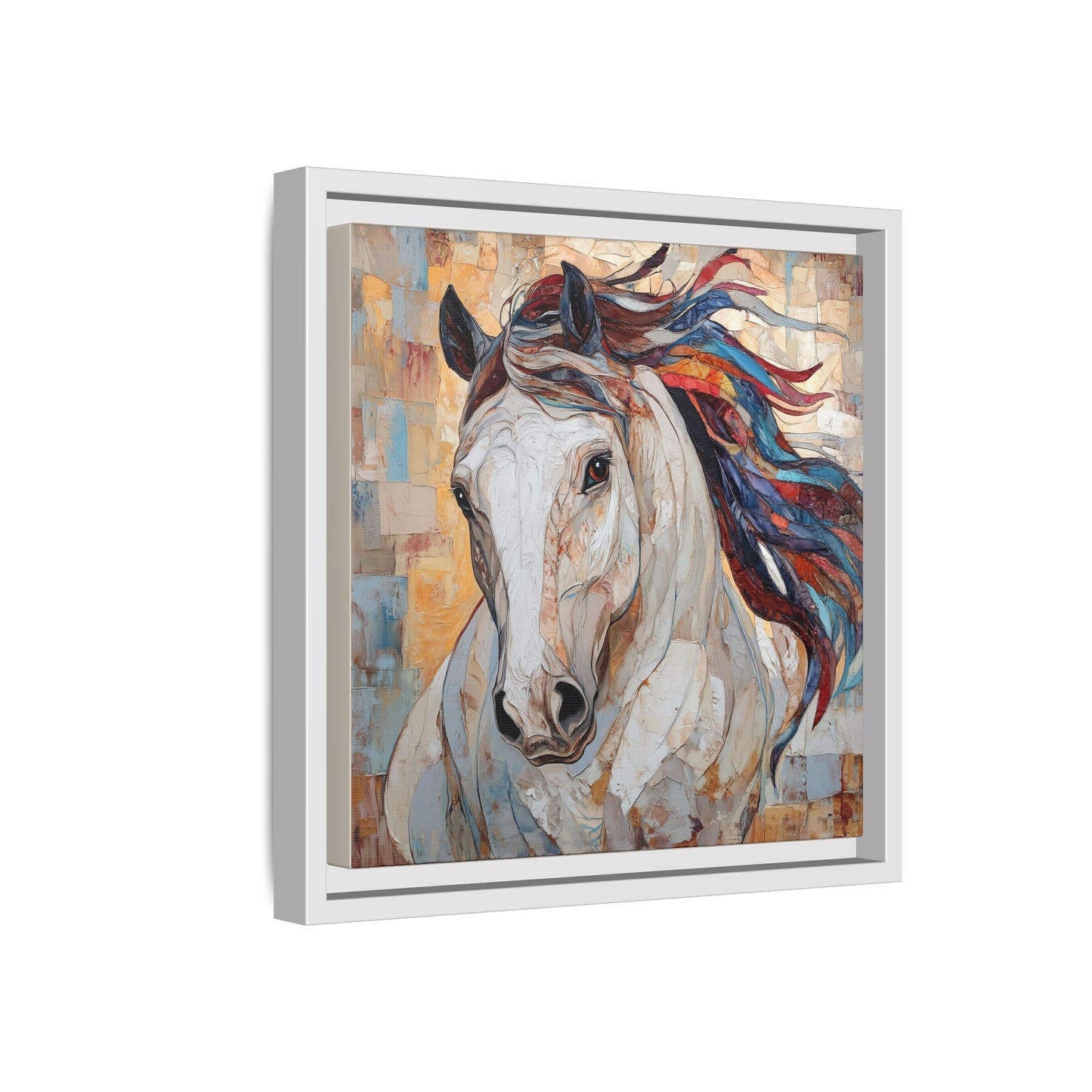 Colorful Mane Horse Matte Canvas Framed | Equine Wall Art