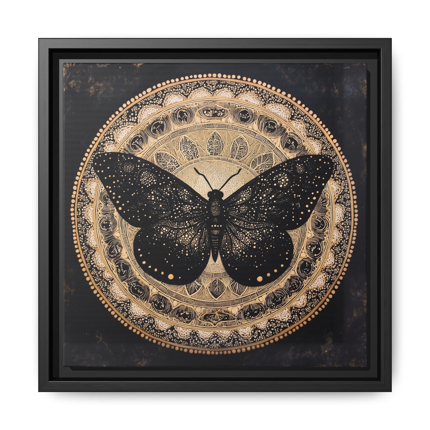 Black Moth Mandala Matte Canvas Framed | Wall Art