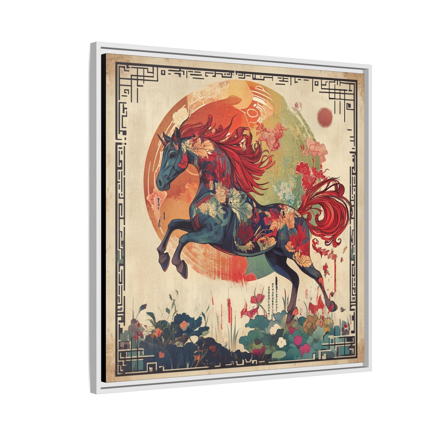 Fire Horse Year Matte Canvas Framed Print
