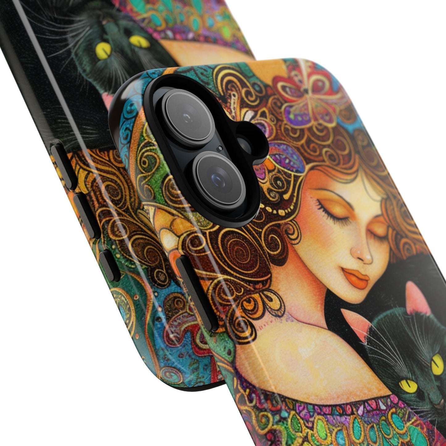 Colorful Cat Art Phone Case, Tough Phone Cover for Cat Lovers, Gift for Pet Owners, Artistic Mobile Case, Cute Cat Design