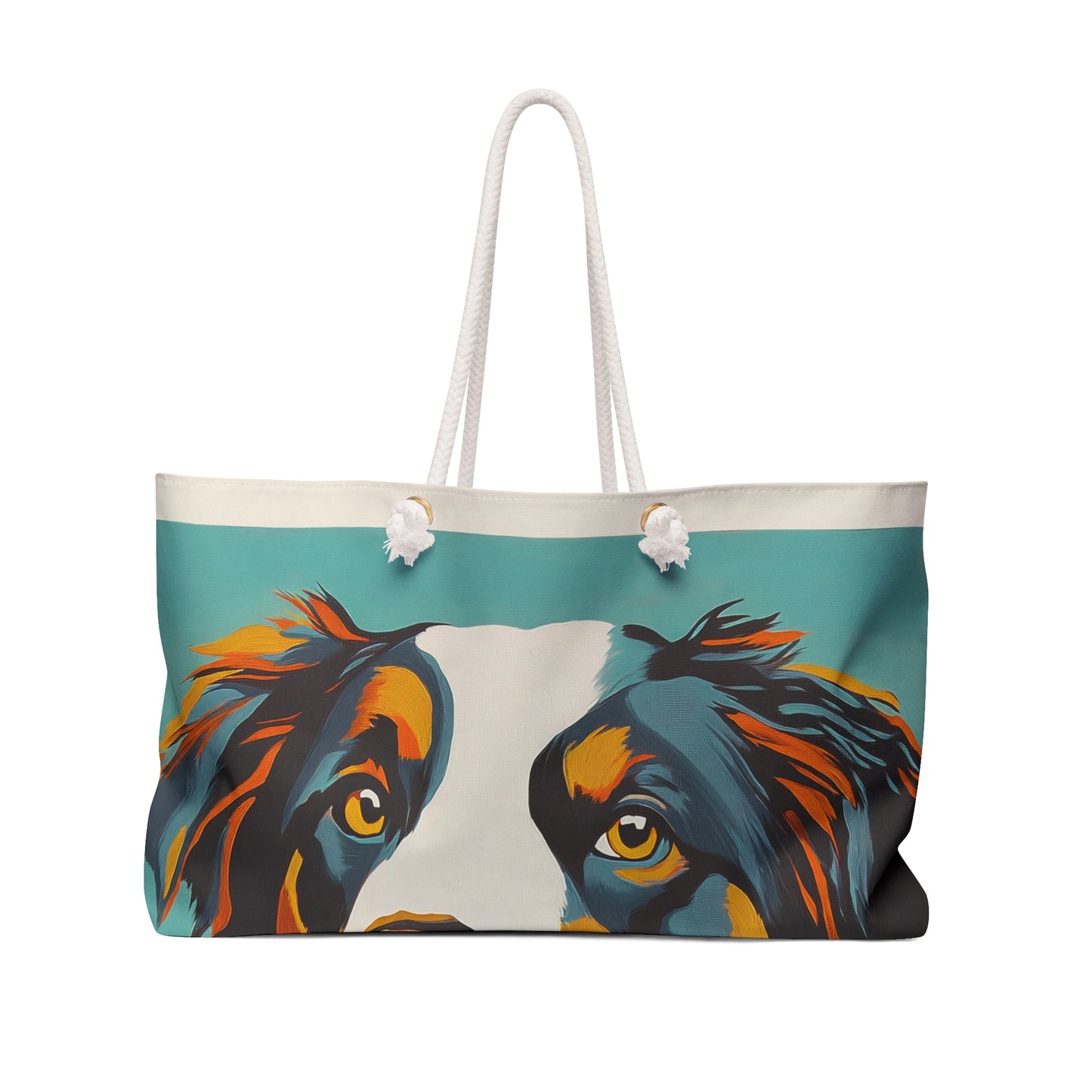 Mid Century Modern Black Tri Australian Shepherd  Weekender Bag | Pet Lover Travel Tote, Perfect for Weekend Getaways