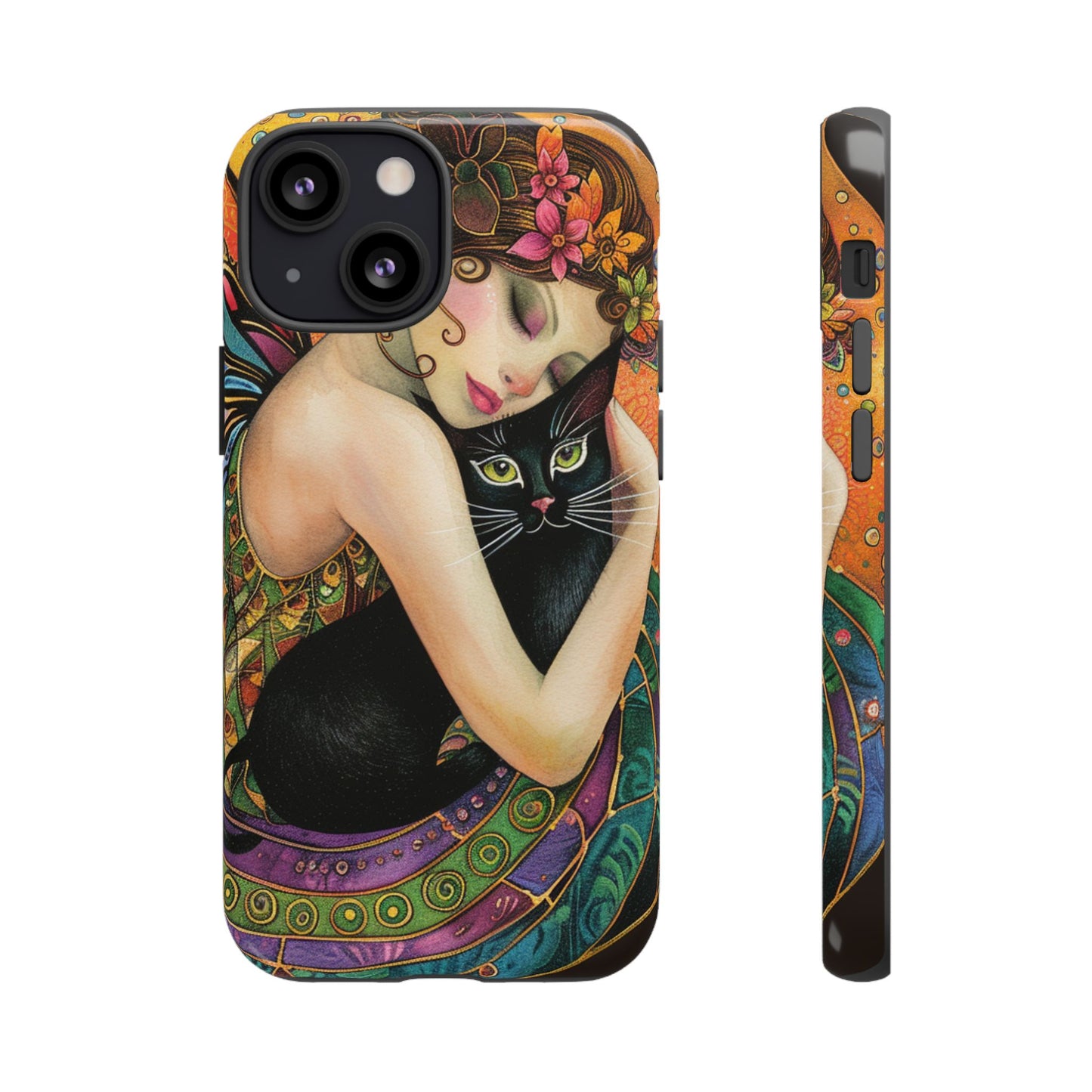 Colorful Art Phone Case with Cat and Fairy Design, Phone Cover Gift for Cat Lovers, Unique Floral Case, Magical Design, Vibrant Phone [...]