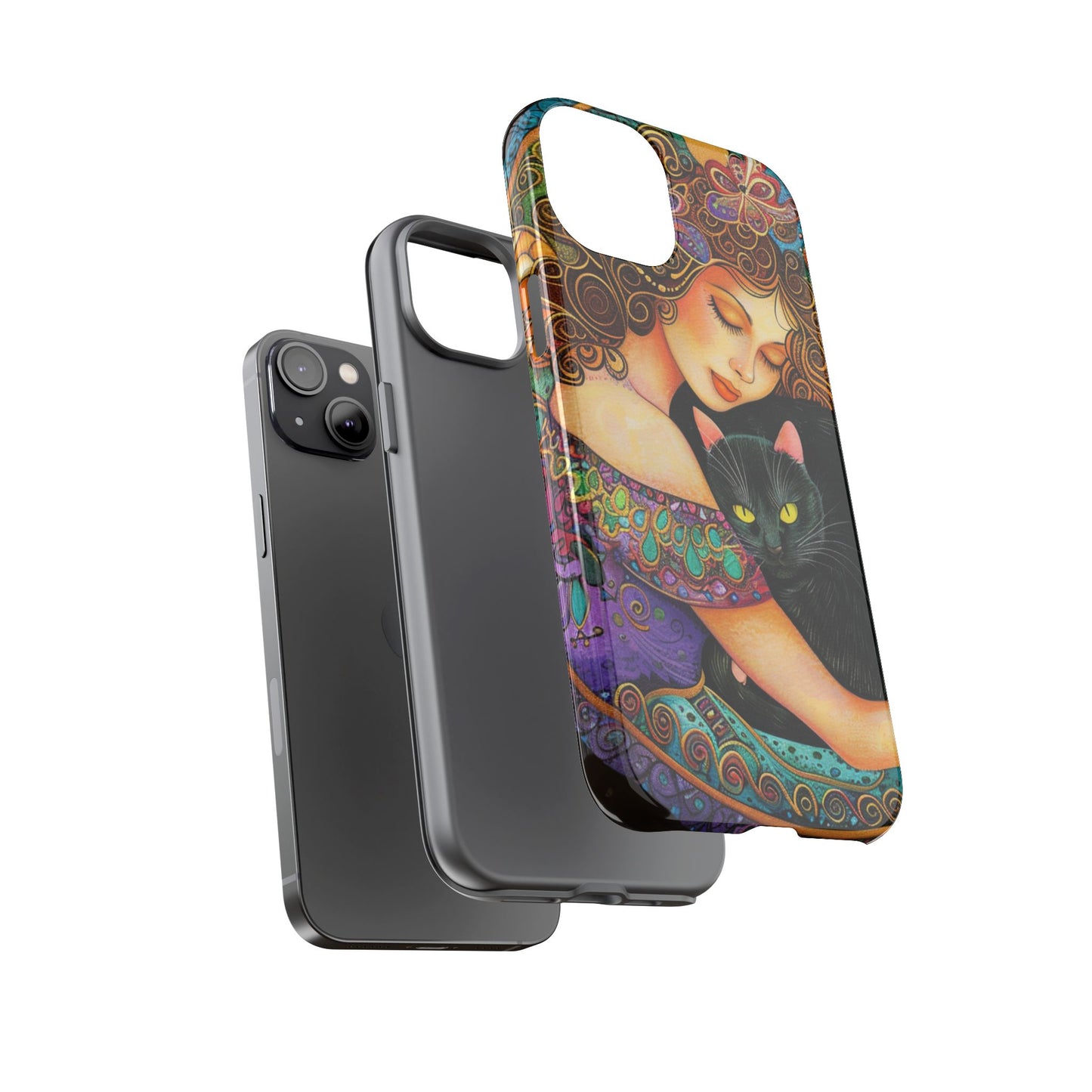 Colorful Cat Art Phone Case, Tough Phone Cover for Cat Lovers, Gift for Pet Owners, Artistic Mobile Case, Cute Cat Design
