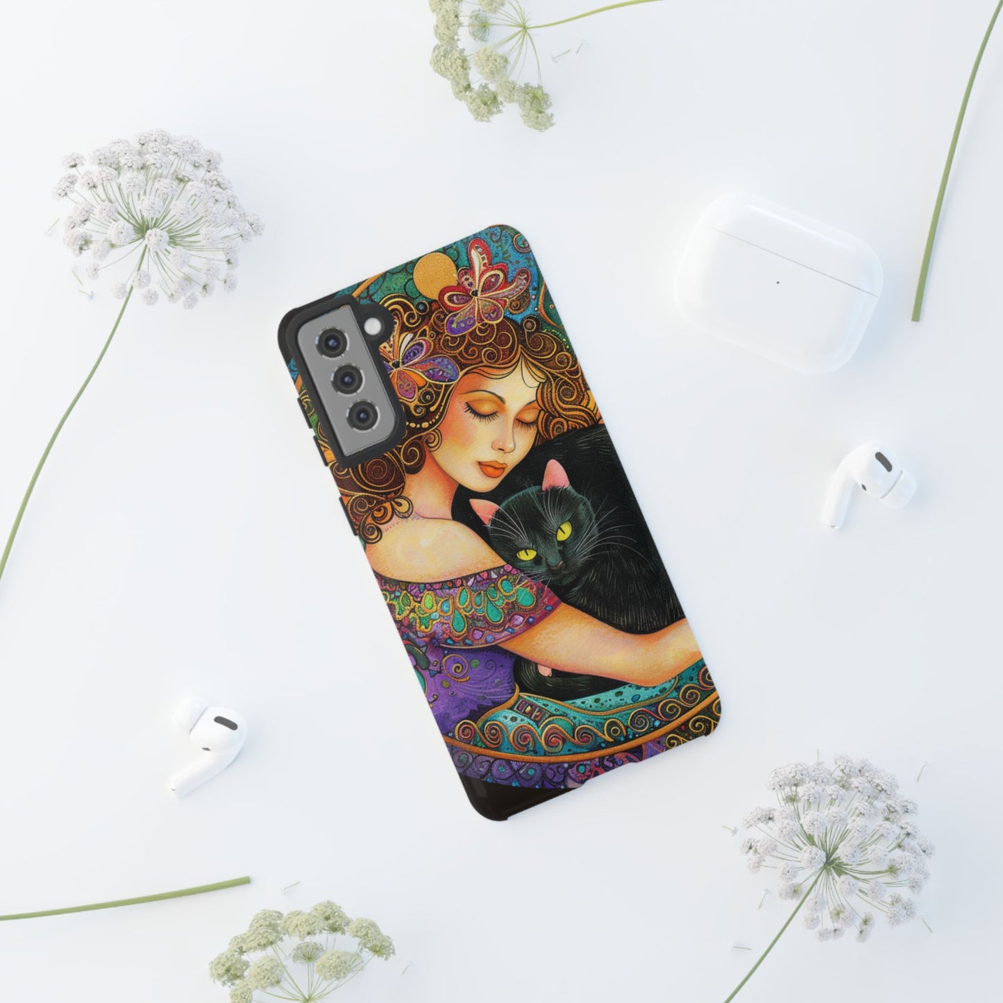 Colorful Cat Art Phone Case, Tough Phone Cover for Cat Lovers, Gift for Pet Owners, Artistic Mobile Case, Cute Cat Design