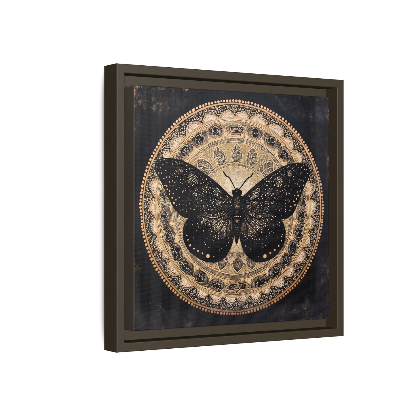 Black Moth Mandala Matte Canvas Framed | Wall Art