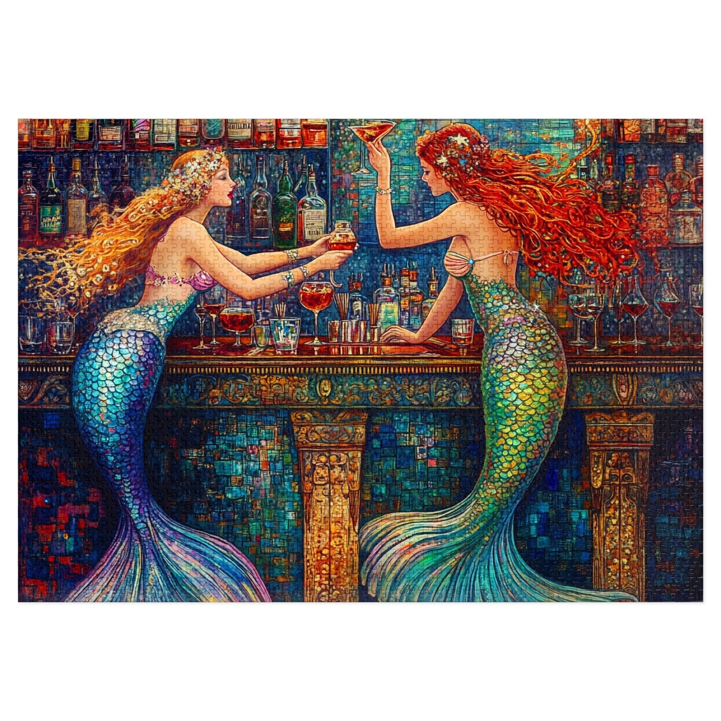 Mermaid Bar Jigsaw Puzzle with Tin | Colorful Ocean Fantasy Puzzle
