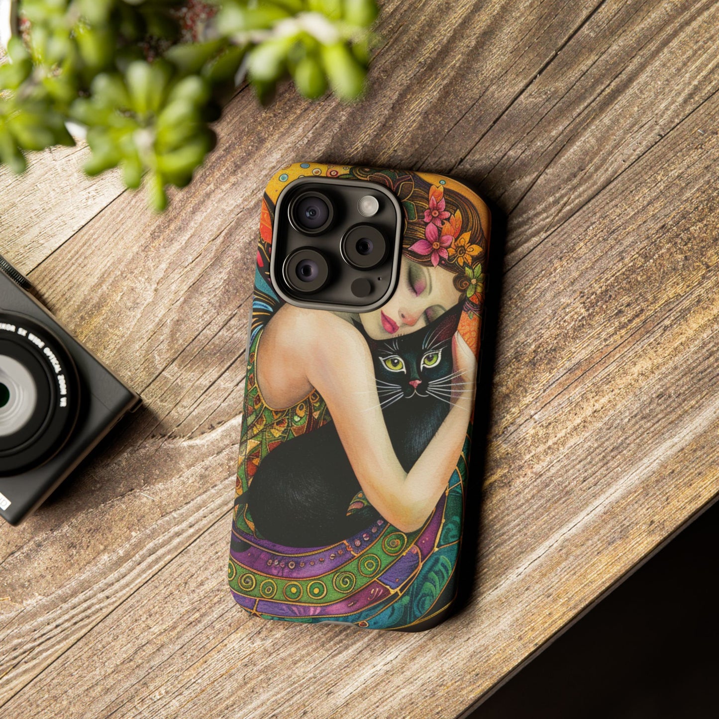 Colorful Art Phone Case with Cat and Fairy Design, Phone Cover Gift for Cat Lovers, Unique Floral Case, Magical Design, Vibrant Phone [...]