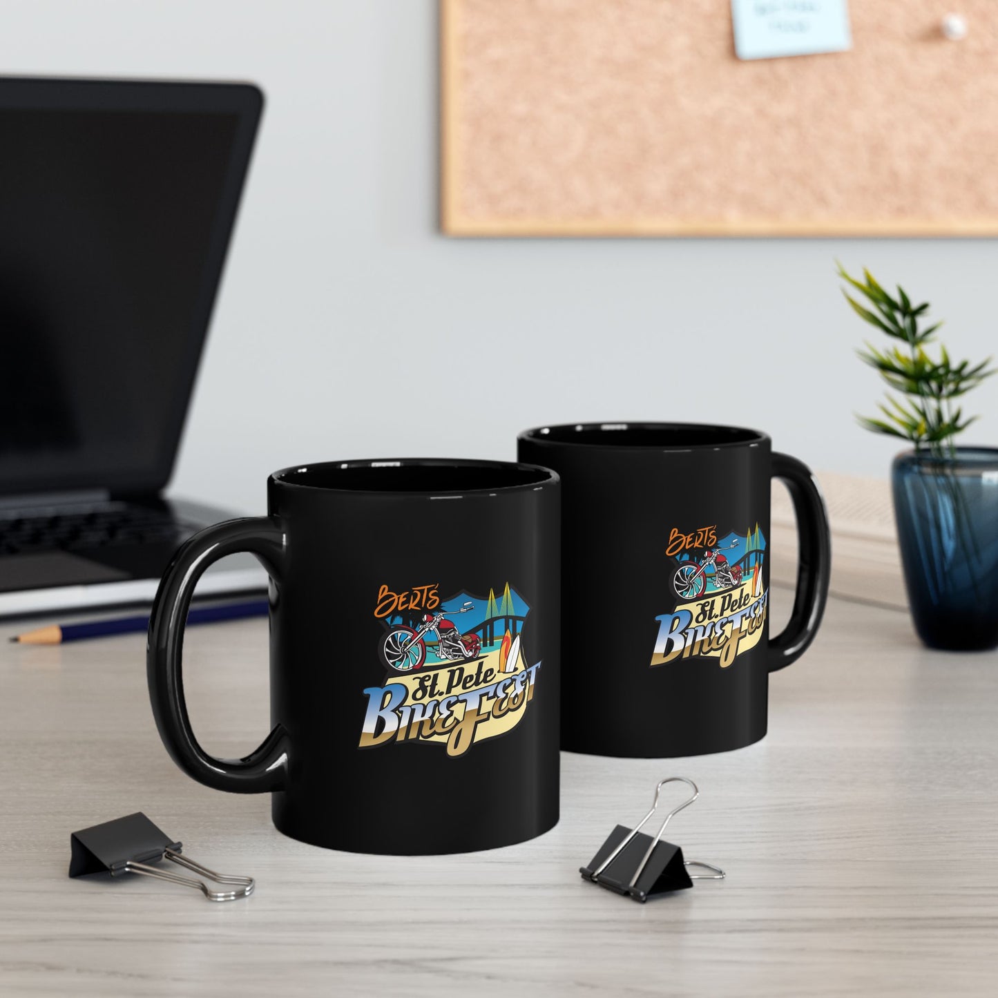 St Pete FL Bike Fest Black Mug with Beach Fiesta Design - Perfect for Coffee Lovers, Gift, Home Decor, Summer Vibes, and Celebrations