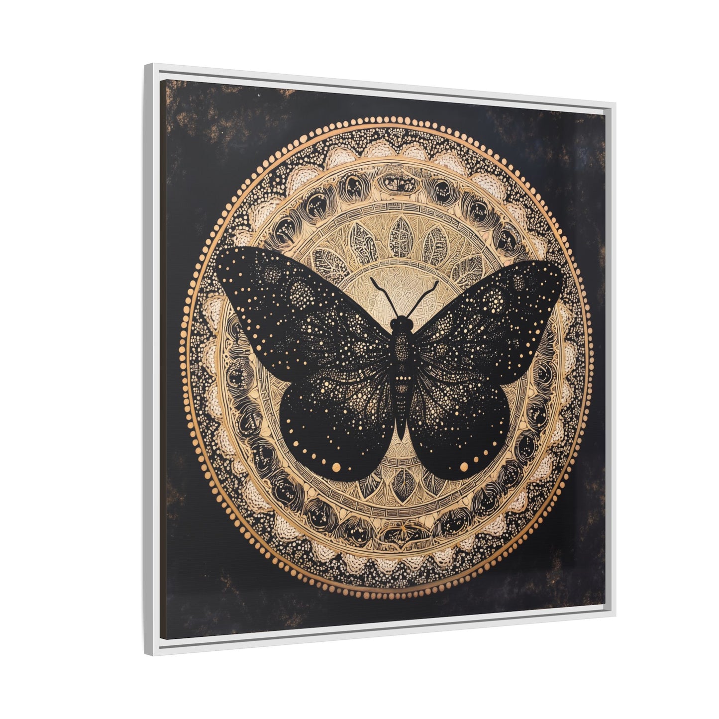 Black Moth Mandala Matte Canvas Framed | Wall Art