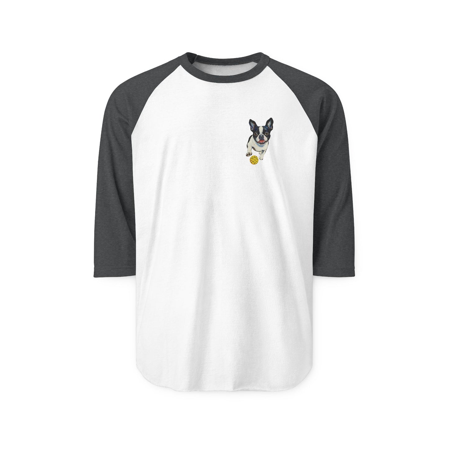 Pickle Ball Boston Terrier Unisex Three-Quarter Sleeve Raglan Shirt