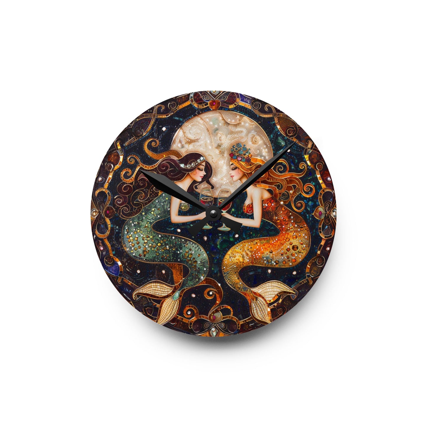Wine Time Mermaid Wall Clock