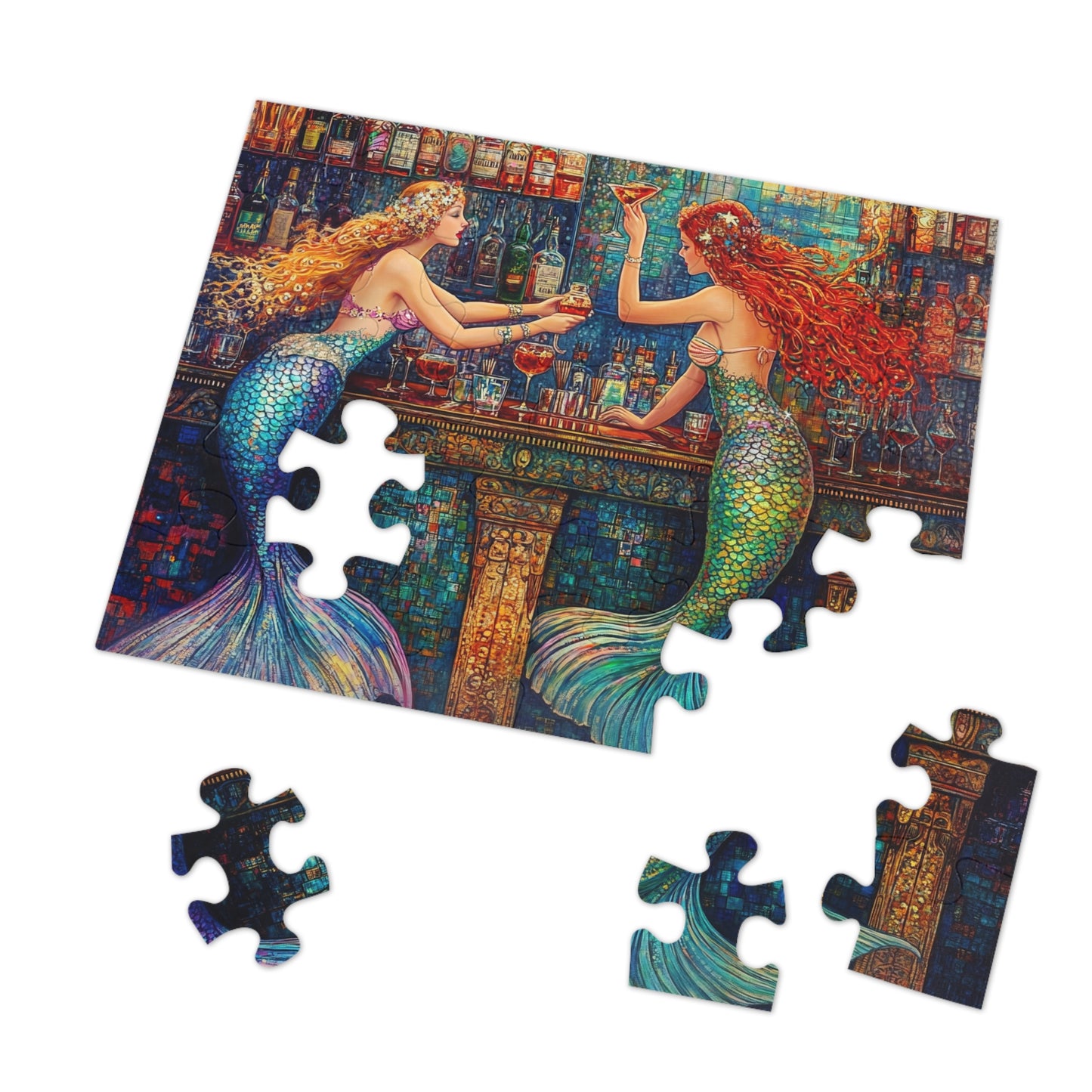 Mermaid Bar Jigsaw Puzzle with Tin | Colorful Ocean Fantasy Puzzle