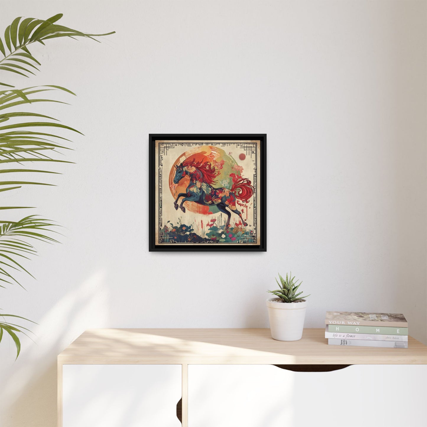 Fire Horse Year Matte Canvas Framed Print
