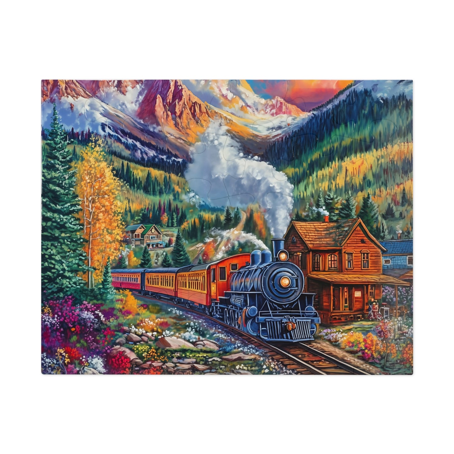 Scenic Mountain Steam Train Jigsaw Puzzle with Tin | 500pc Colorado Landscape Puzzle