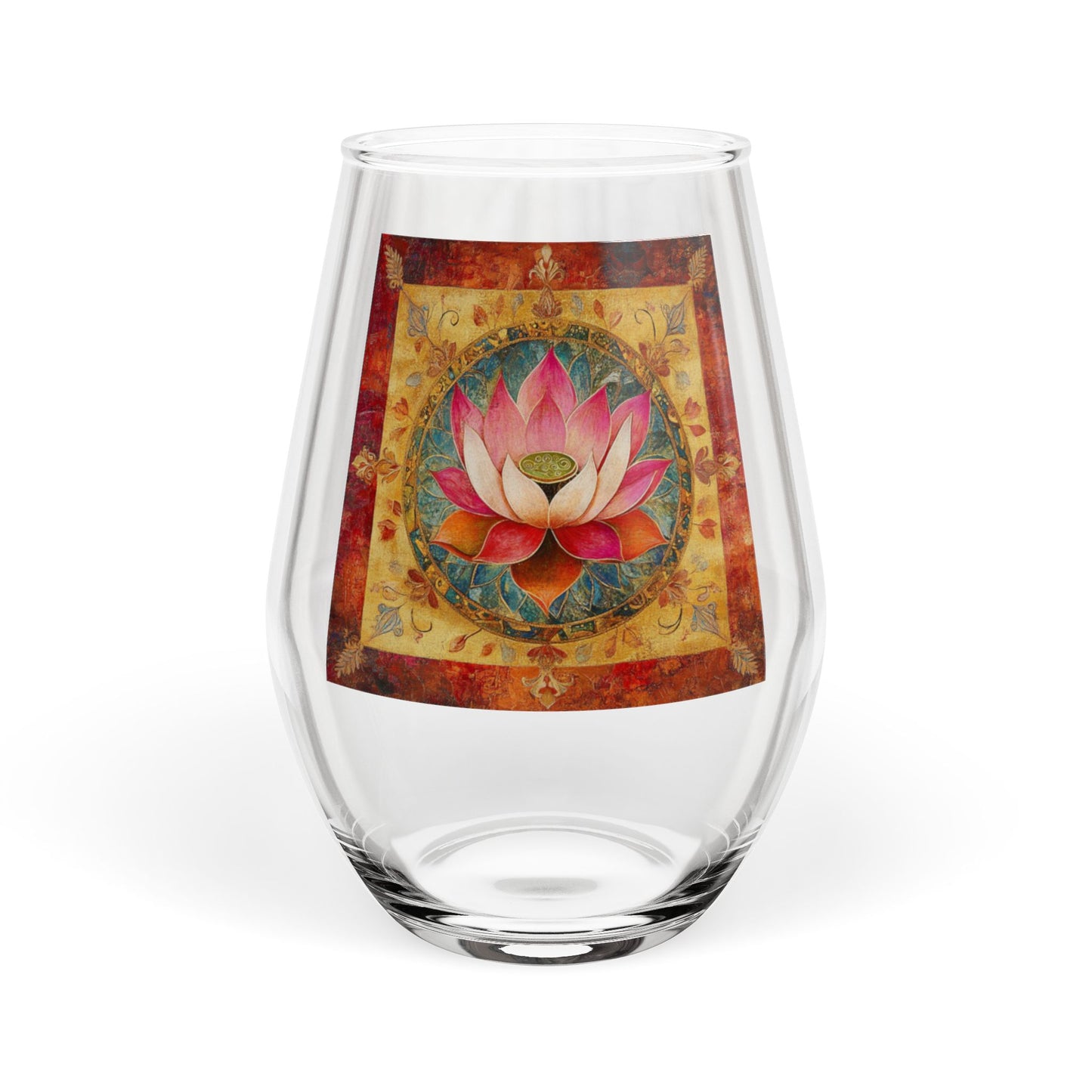 Lotus Mandala Stemless Wine Glass | 11.75oz