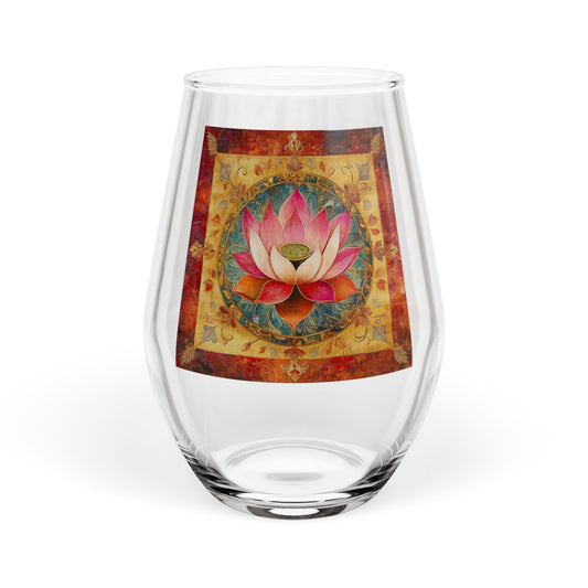 Lotus Mandala Stemless Wine Glass | 11.75oz