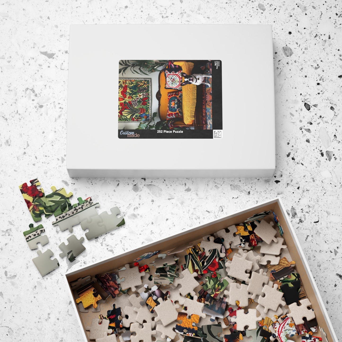 Boston Terrier on Yellow Sofa Puzzle