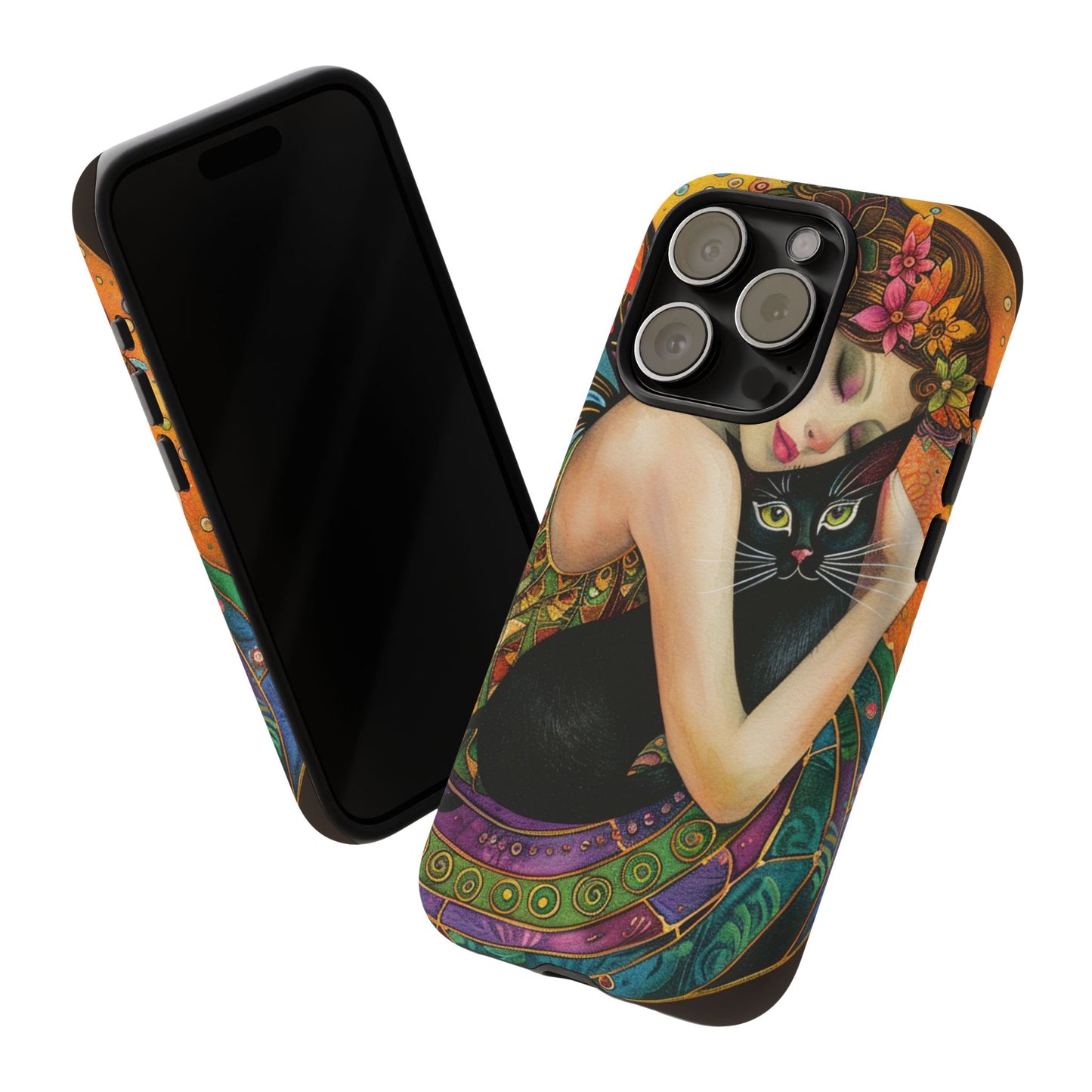Colorful Art Phone Case with Cat and Fairy Design, Phone Cover Gift for Cat Lovers, Unique Floral Case, Magical Design, Vibrant Phone [...]