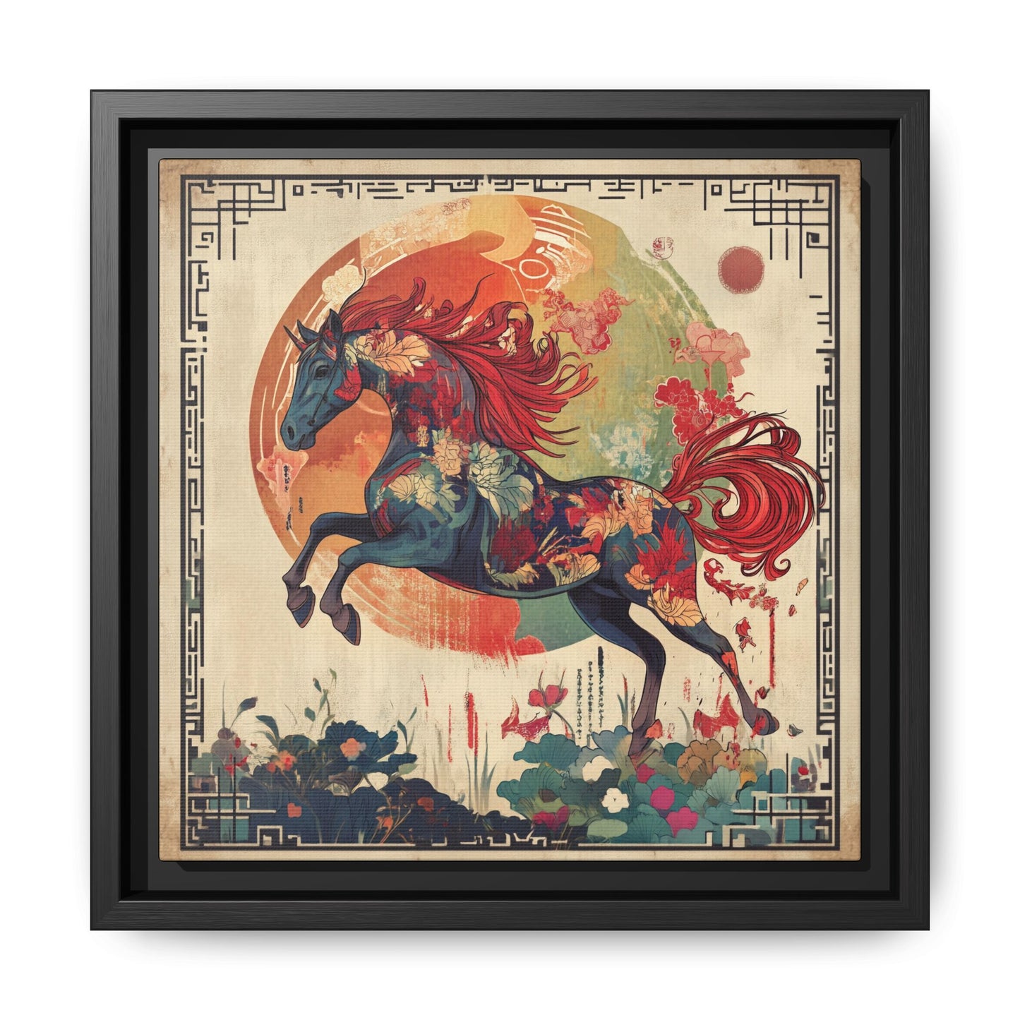 Fire Horse Year Matte Canvas Framed Print
