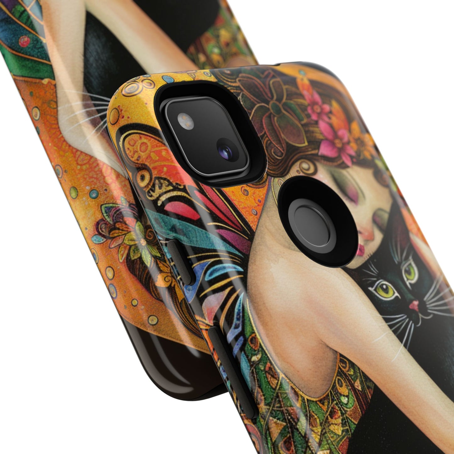 Colorful Art Phone Case with Cat and Fairy Design, Phone Cover Gift for Cat Lovers, Unique Floral Case, Magical Design, Vibrant Phone [...]