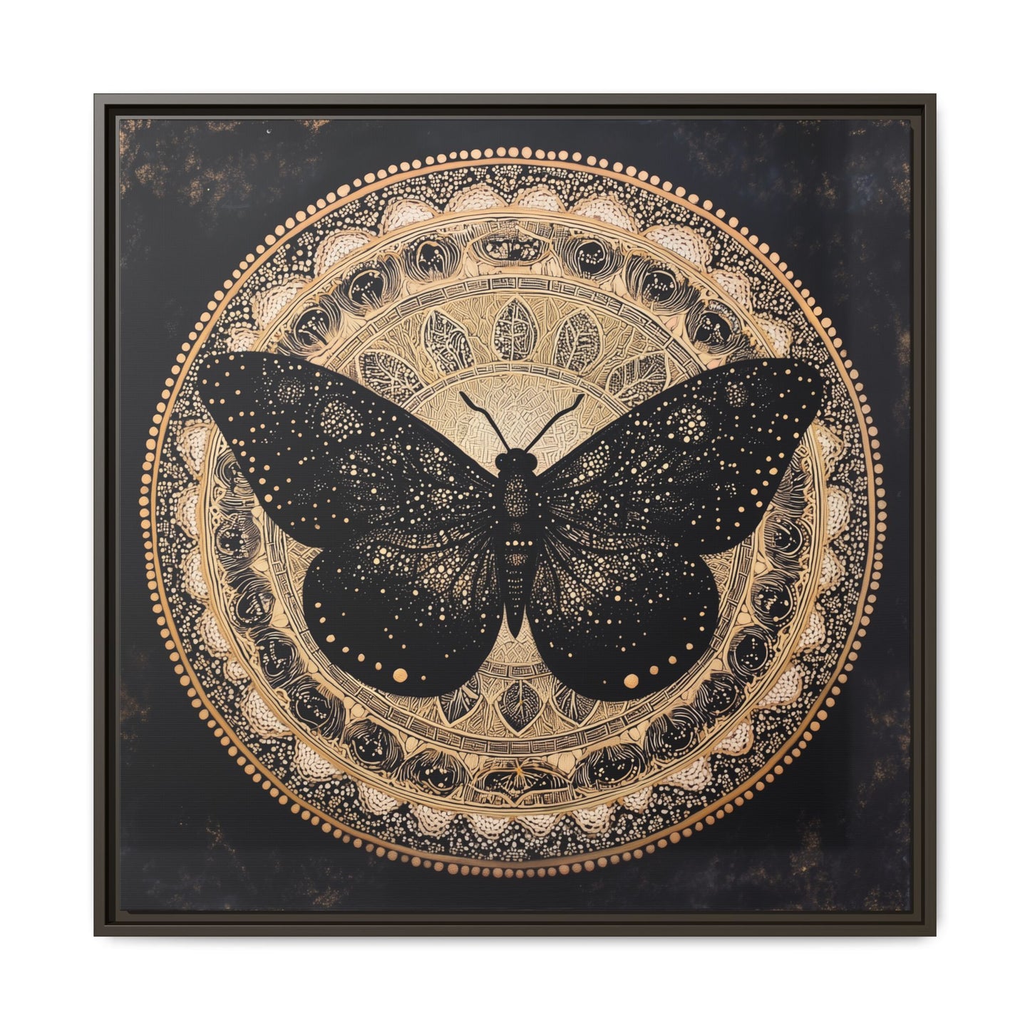 Black Moth Mandala Matte Canvas Framed | Wall Art