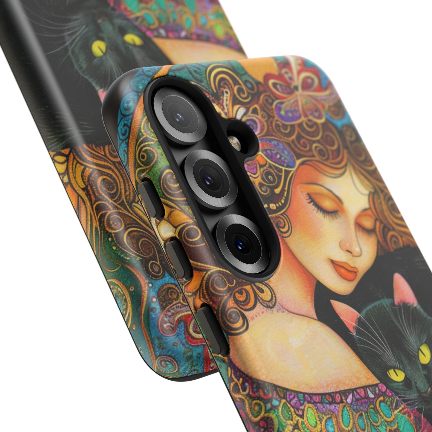Colorful Cat Art Phone Case, Tough Phone Cover for Cat Lovers, Gift for Pet Owners, Artistic Mobile Case, Cute Cat Design