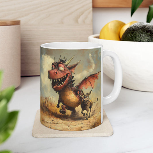 Dragon Ass Ceramic Mug - Whimsical Gift for Dragon Lovers, Unique Coffee Cup, Funny Tea Mug, Cute Dragon Artwork, Imaginary Creatures