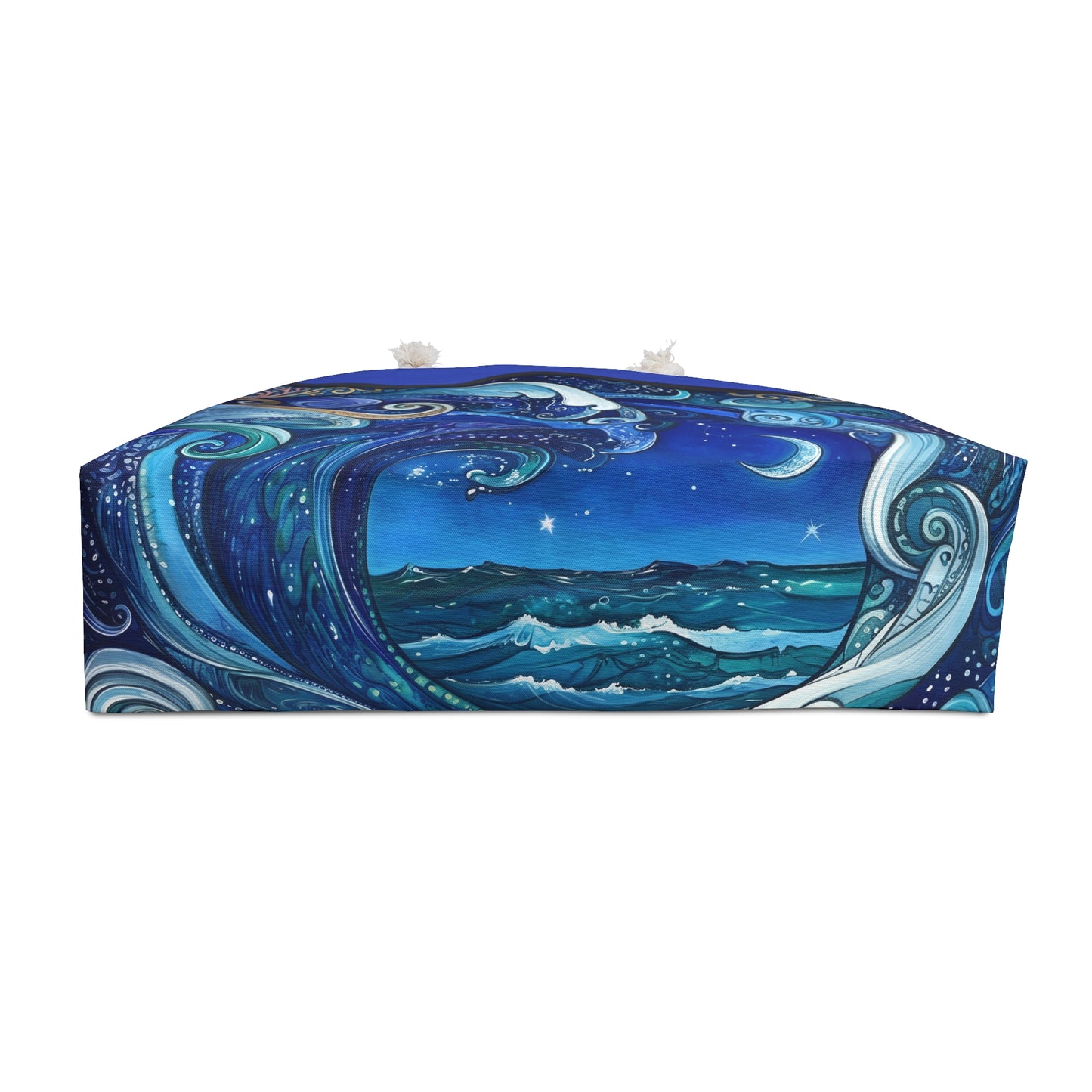 Ocean Waves Swirl Weekender Bag Blue Nautical Beach Tote