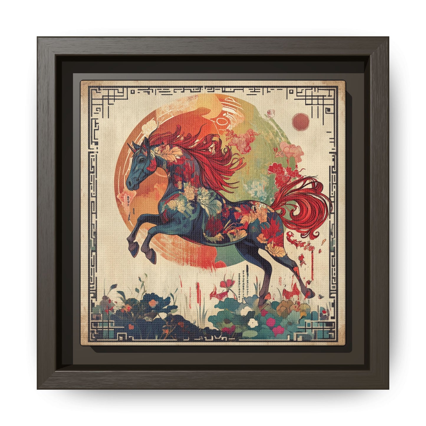 Fire Horse Year Matte Canvas Framed Print