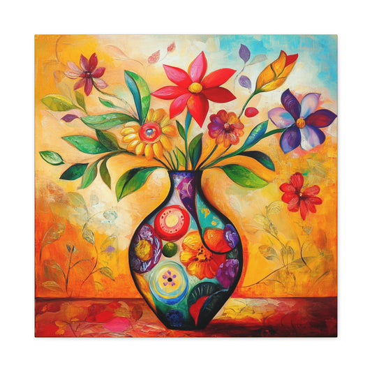Vibrant Floral Canvas Print, Colorful Wall Decor, Art for Home, Flower Artwork, Gift for Nature Lovers, Living Room Accent, Unique Art Piece