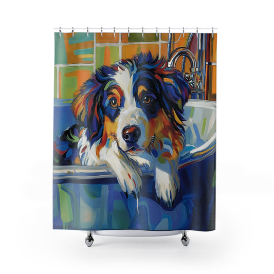 Aussie Art Shower Curtain - Colorful Pet Decor for Animal Lovers, Unique Bathroom Accessory, Dog-Themed Gift, Pet Lover's Bathroom