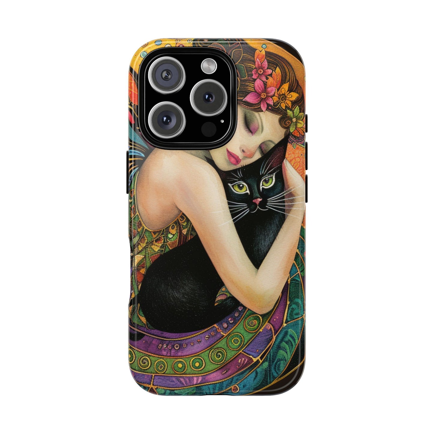 Colorful Art Phone Case with Cat and Fairy Design, Phone Cover Gift for Cat Lovers, Unique Floral Case, Magical Design, Vibrant Phone [...]