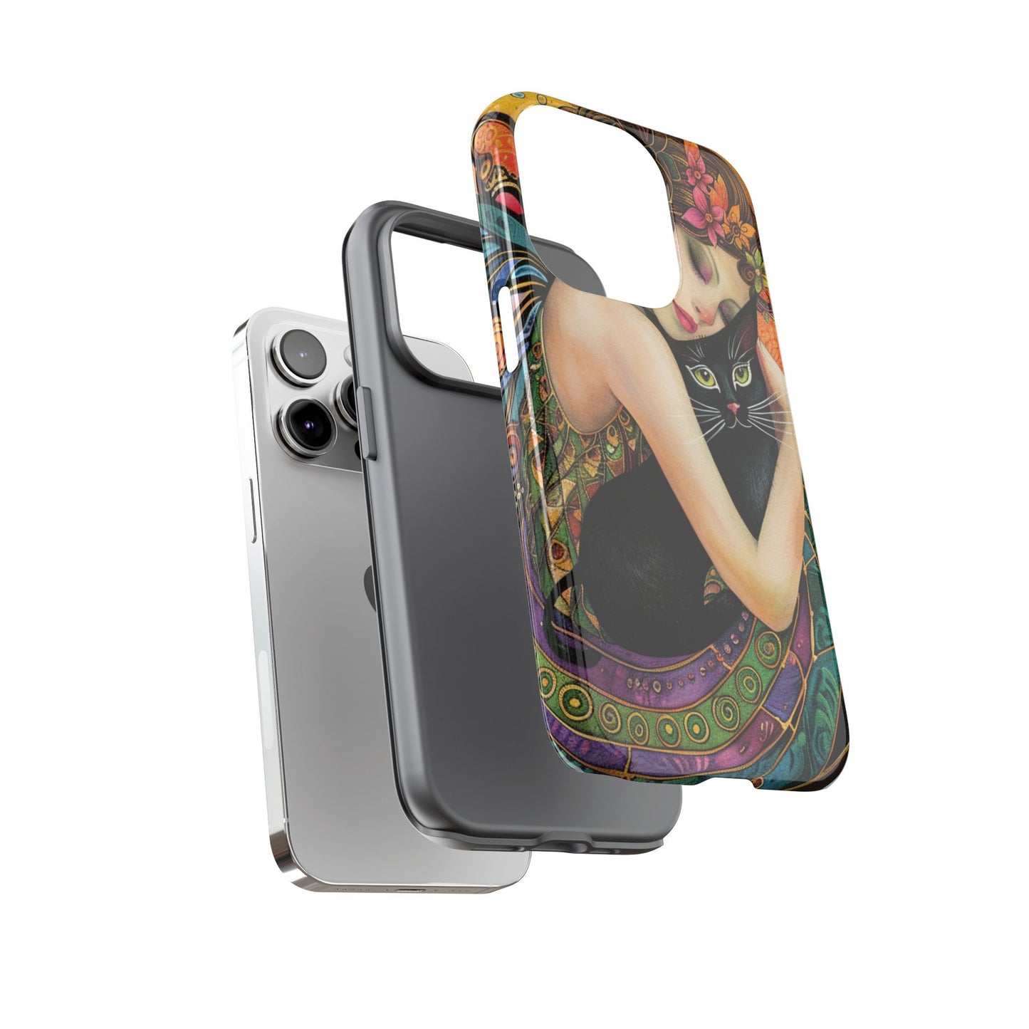 Colorful Art Phone Case with Cat and Fairy Design, Phone Cover Gift for Cat Lovers, Unique Floral Case, Magical Design, Vibrant Phone [...]