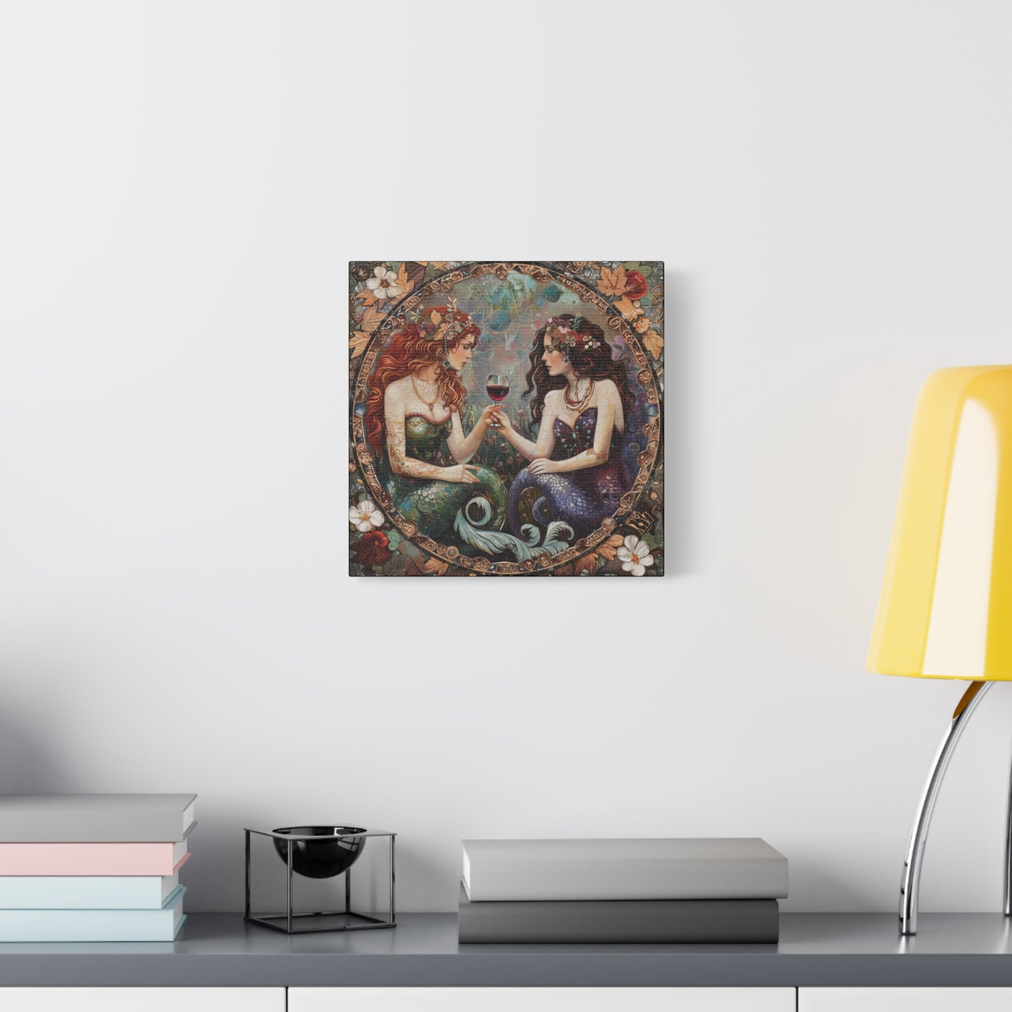 Mermaid in Paris Canvas Print, Mermaid Lovers, Mermaid Gift, Girlfriend Gift, Mermaid Canvas, Choose Your Size Canvas Options