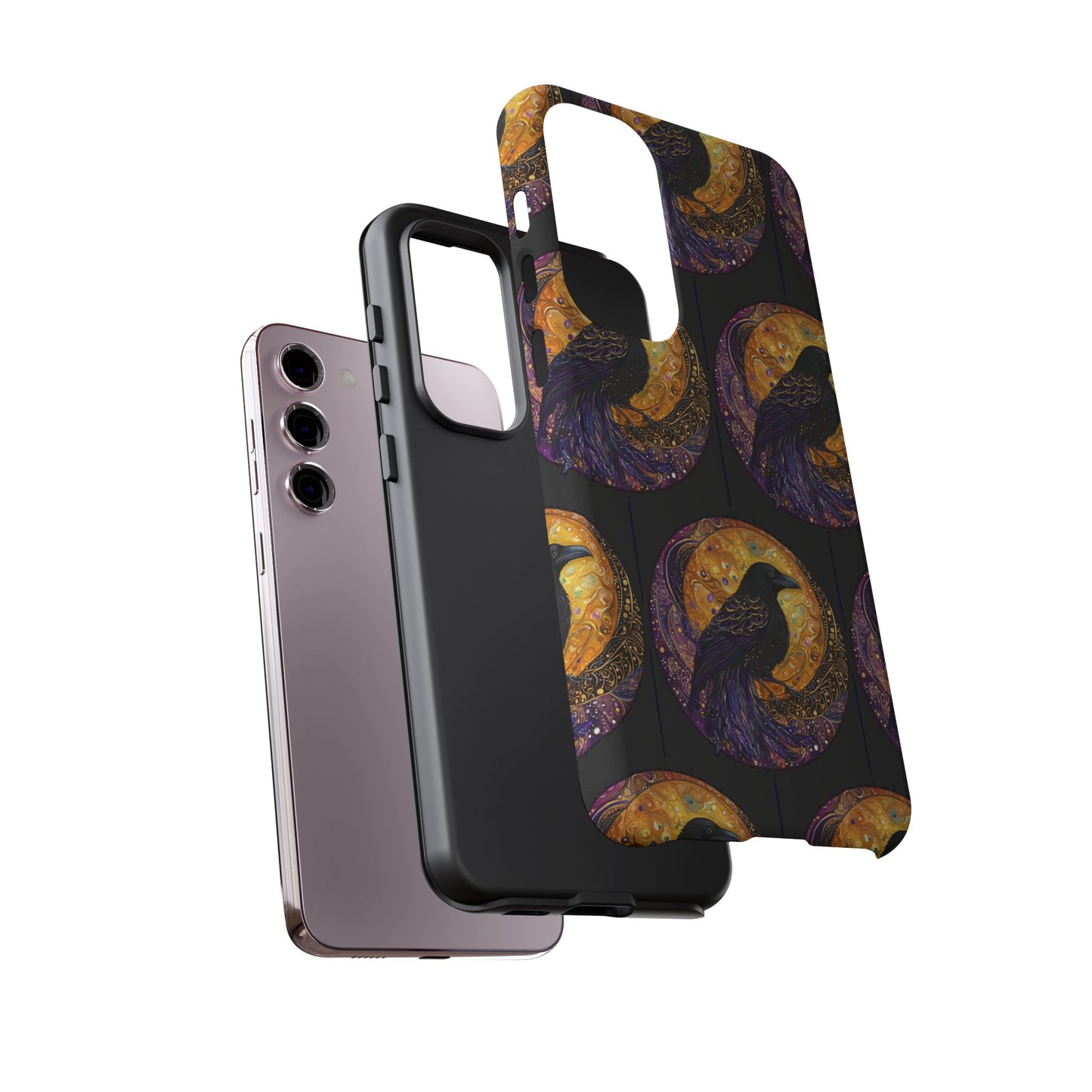 Raven Celestial Phone Case, Astrological Gift, Bird Lover Accessory, Tough Phone Cover, Gothic Aesthetic, Halloween Tech Decor